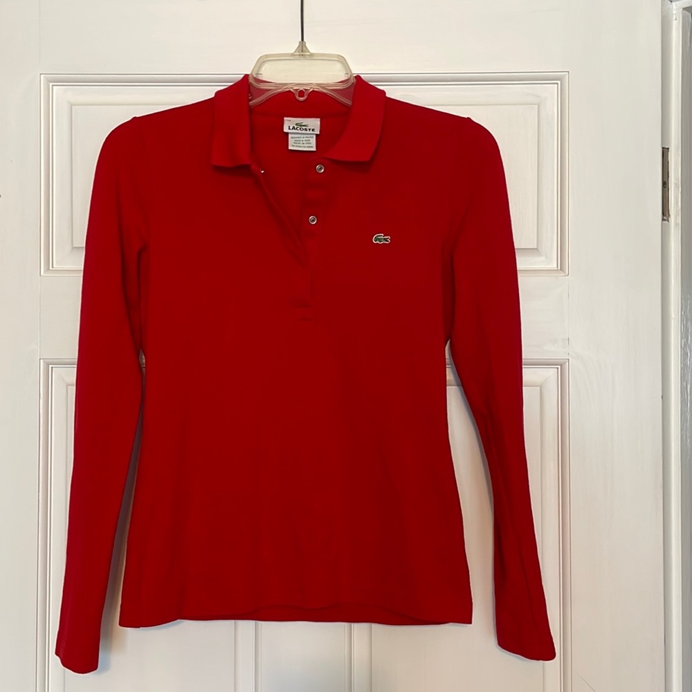 Lacoste long sleeve snap polo